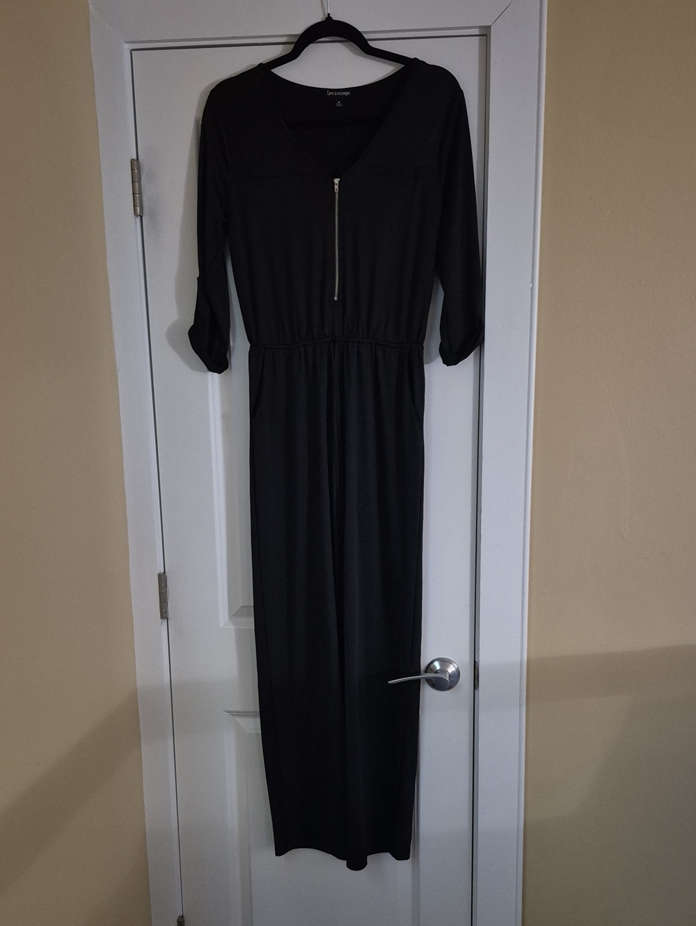 Womens Black Jumpsuit With 3/4 Sleeves